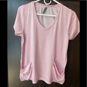 Jaclyn intimates pj top pink heather v neck sz S with pockets